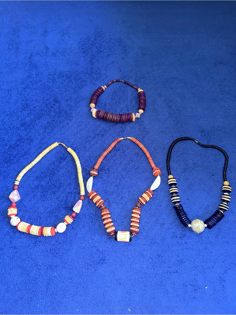 Vintage African Style Heishi Beaded Necklace Lot 4 Multicolor Boho Tribal 19”-26